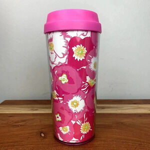 Lilly Pulitzer Tumbler Mug Warm Hot Drinks Pink White Floral Coffee Tea Cup